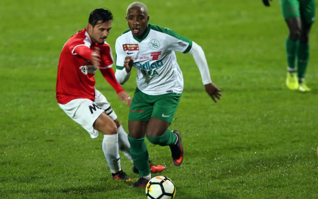 YVERDON (VD), 11 NOV 2017. Football, Première ligue promotion. Yverdon-Sport - Koeniz 3-4. Dylan Tavares (YS). (c)FLASHPRESS/ ALLENSPACH