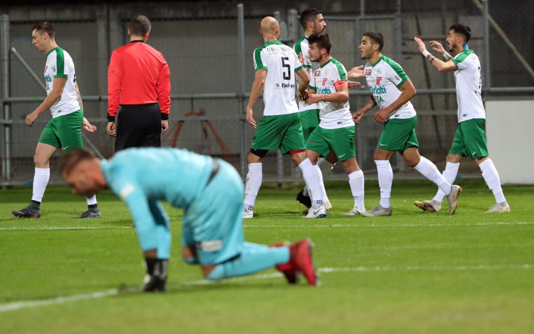 YVERDON (VD), 3 NOV. 2018. Football, Promotion League. Yverdon-Sport - Koeniz. Ciarrocchi marque le 1-0 pour YS. (c)FLASHPRESS/ ALLENSPACH